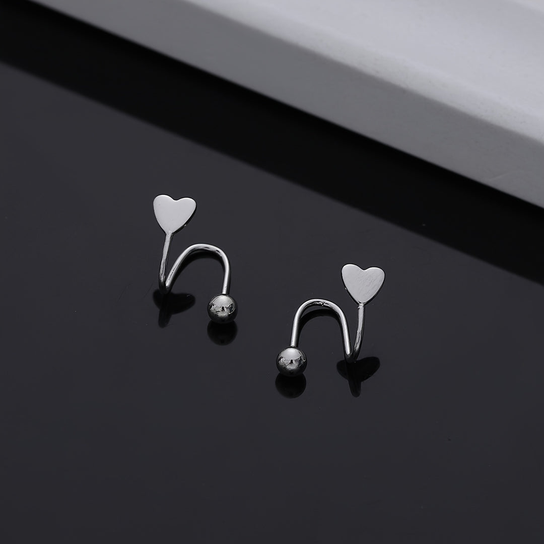 Chic Heart Screw Back Spiral Earrings