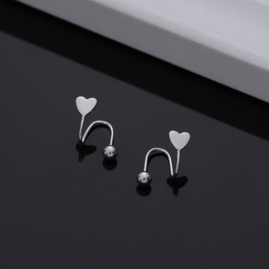 Chic Heart Screw Back Spiral Earrings