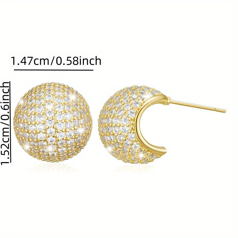Exquisite Zirconia Spherical Stud Earrings