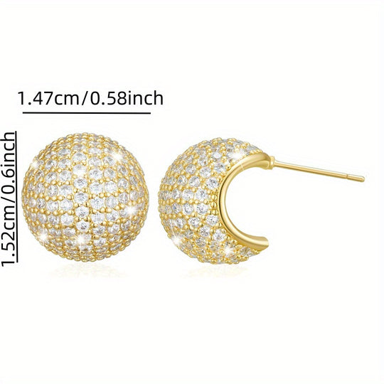Exquisite Zirconia Spherical Stud Earrings