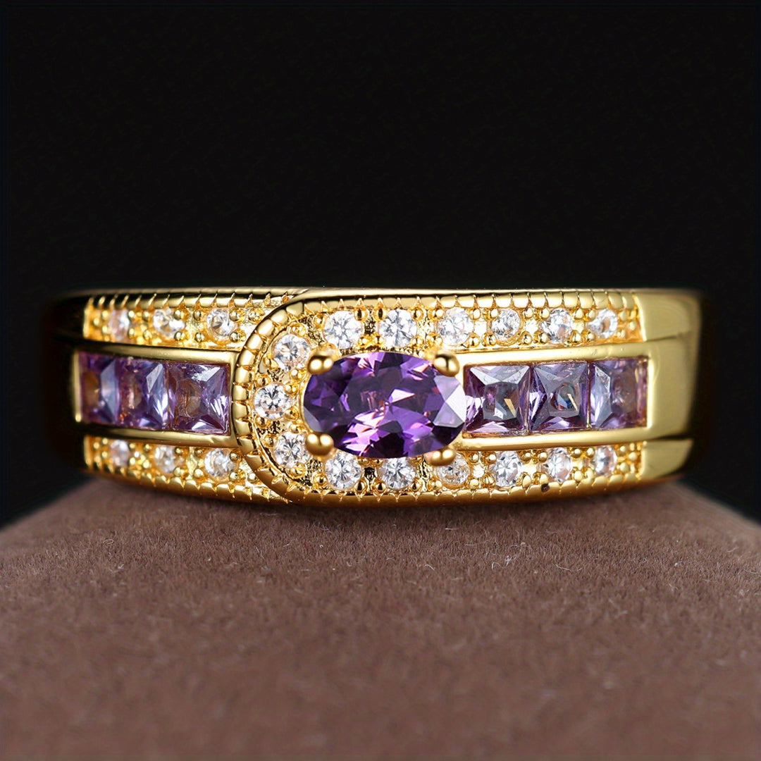 Vibrant Inlaid Zirconia Band Ring