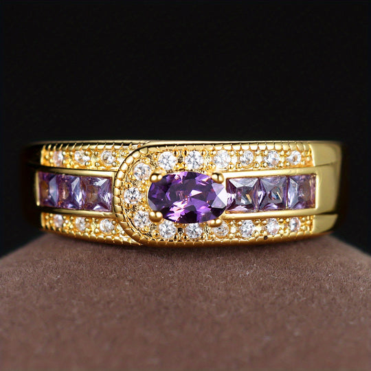 Vibrant Inlaid Zirconia Band Ring