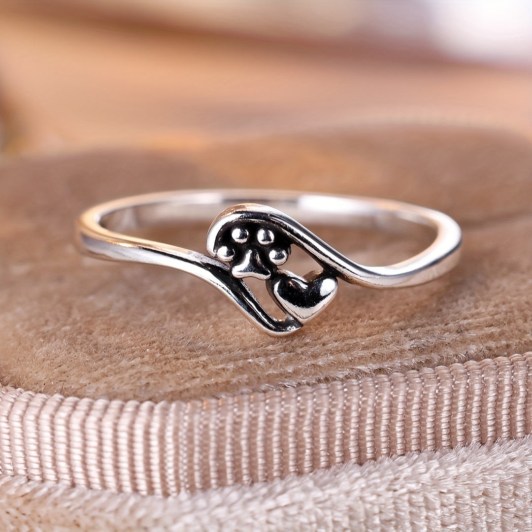 Simple Heart & Paw Ring