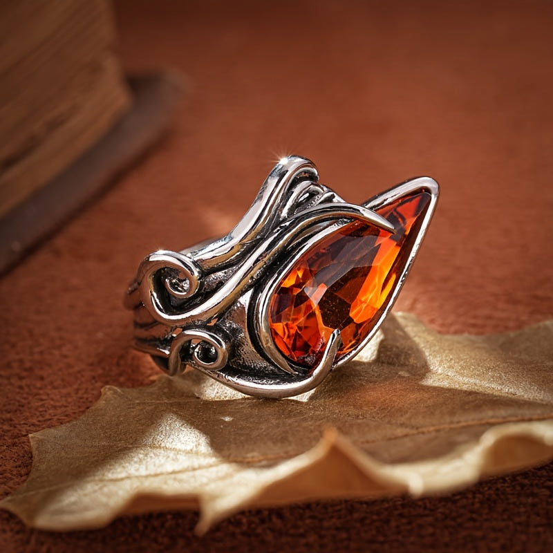 Irregular Oval Shape Crystal Ring