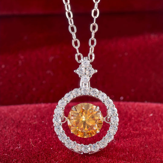 Moissanite Pendant Silver Necklace