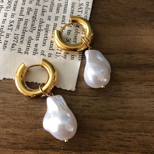 Sleek Pearl Drop Earrings