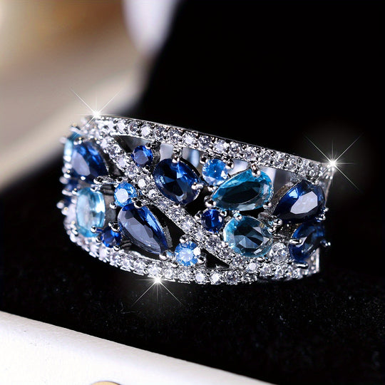 Sleek Blue Gemstone Promise Ring