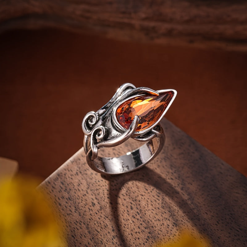 Irregular Oval Shape Crystal Ring