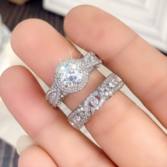 Luxurious Micro Pave Zirconia Ring Set