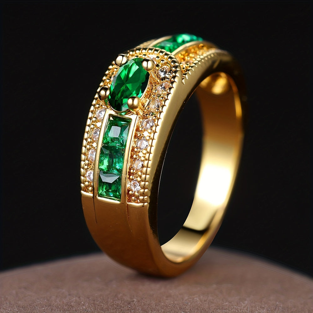 Vibrant Inlaid Zirconia Band Ring