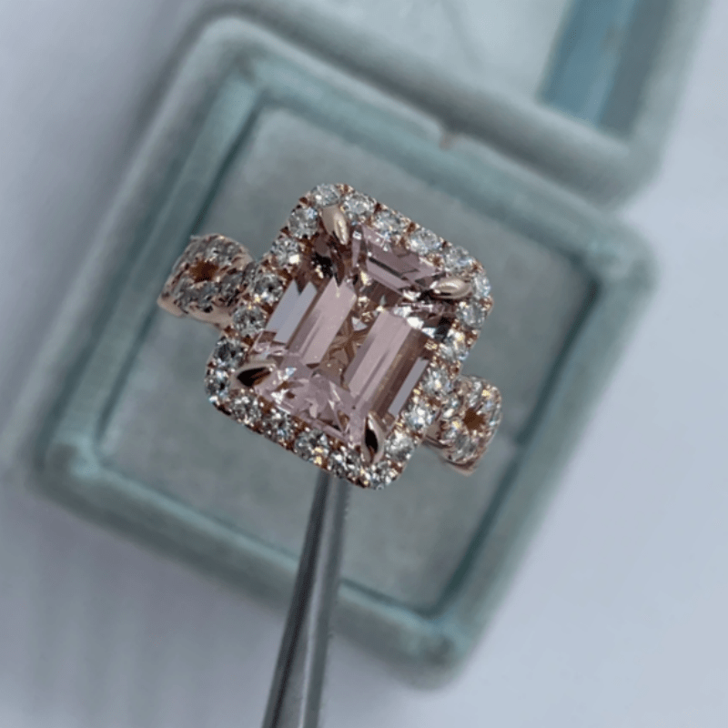 Romantic Pink Princess Cut Ring