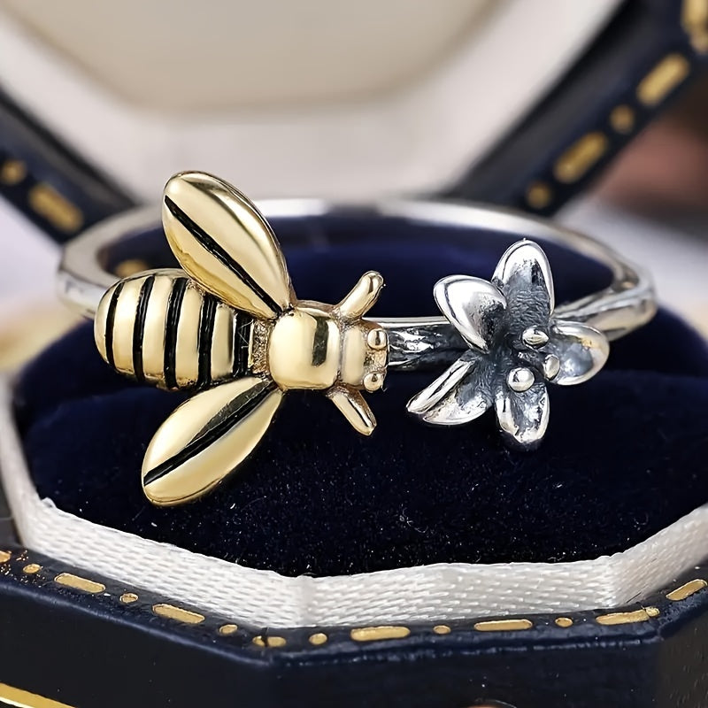 Unique Bee & Flower Ring