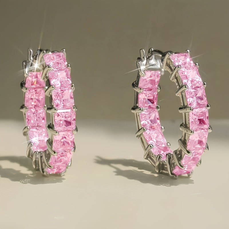 Elegant Women’s Zirconia Hoop Earrings
