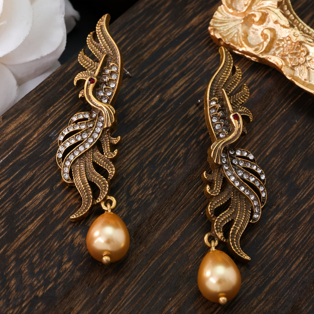 Classic Phoenix Water Drop Rhinestone Earrings