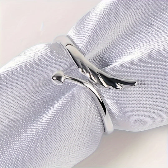 Simple Heart & Wing Open Ring