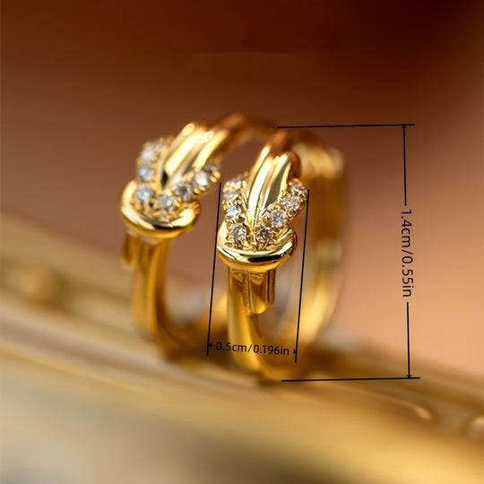 Elegant Twisted Knot Zirconia Hoop Earrings