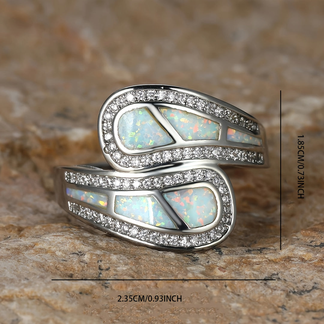 Boho Trendy White Opal Stone Ring