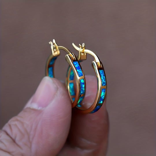 Timeless  Boho Opal Hoop Earrings