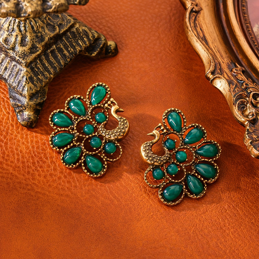 Elegant Peacock Stud Earrings