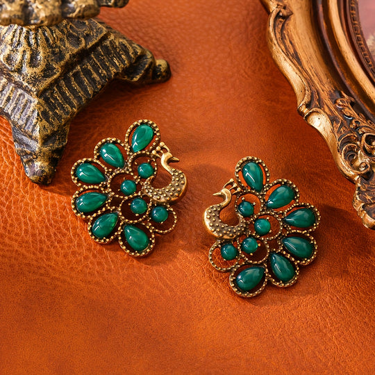 Elegant Peacock Stud Earrings