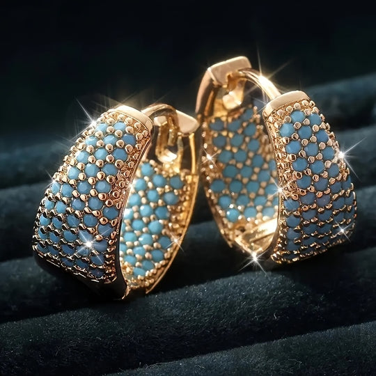 Elegant Turquoise Studded Hoop Earrings