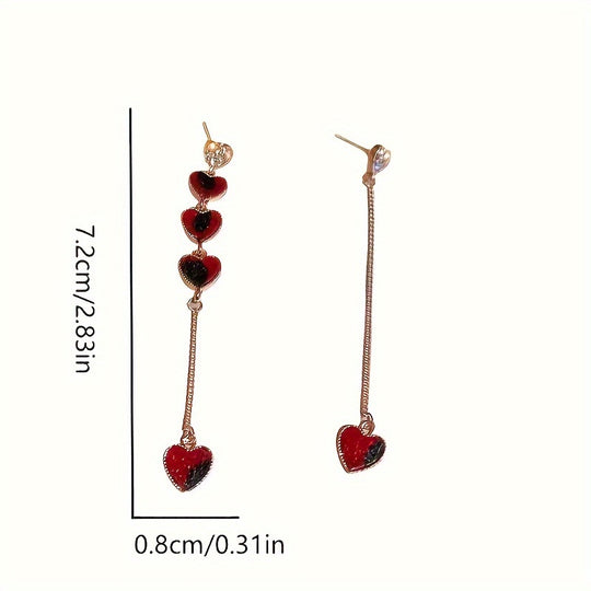 Asymmetrical Heart Chain Earrings