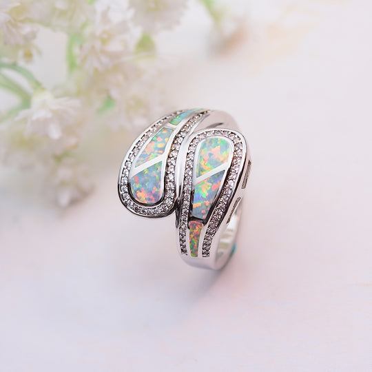 Boho Trendy White Opal Stone Ring