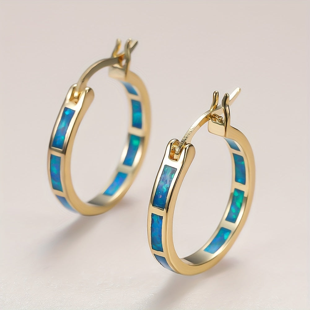 Timeless  Boho Opal Hoop Earrings