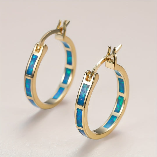 Timeless  Boho Opal Hoop Earrings