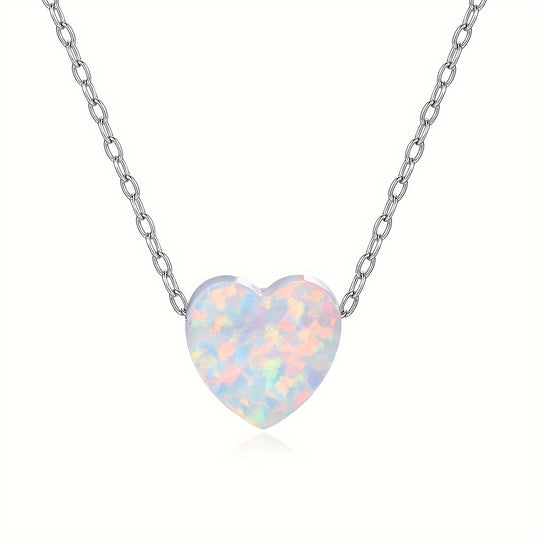 Heart Opal Pendant Necklace
