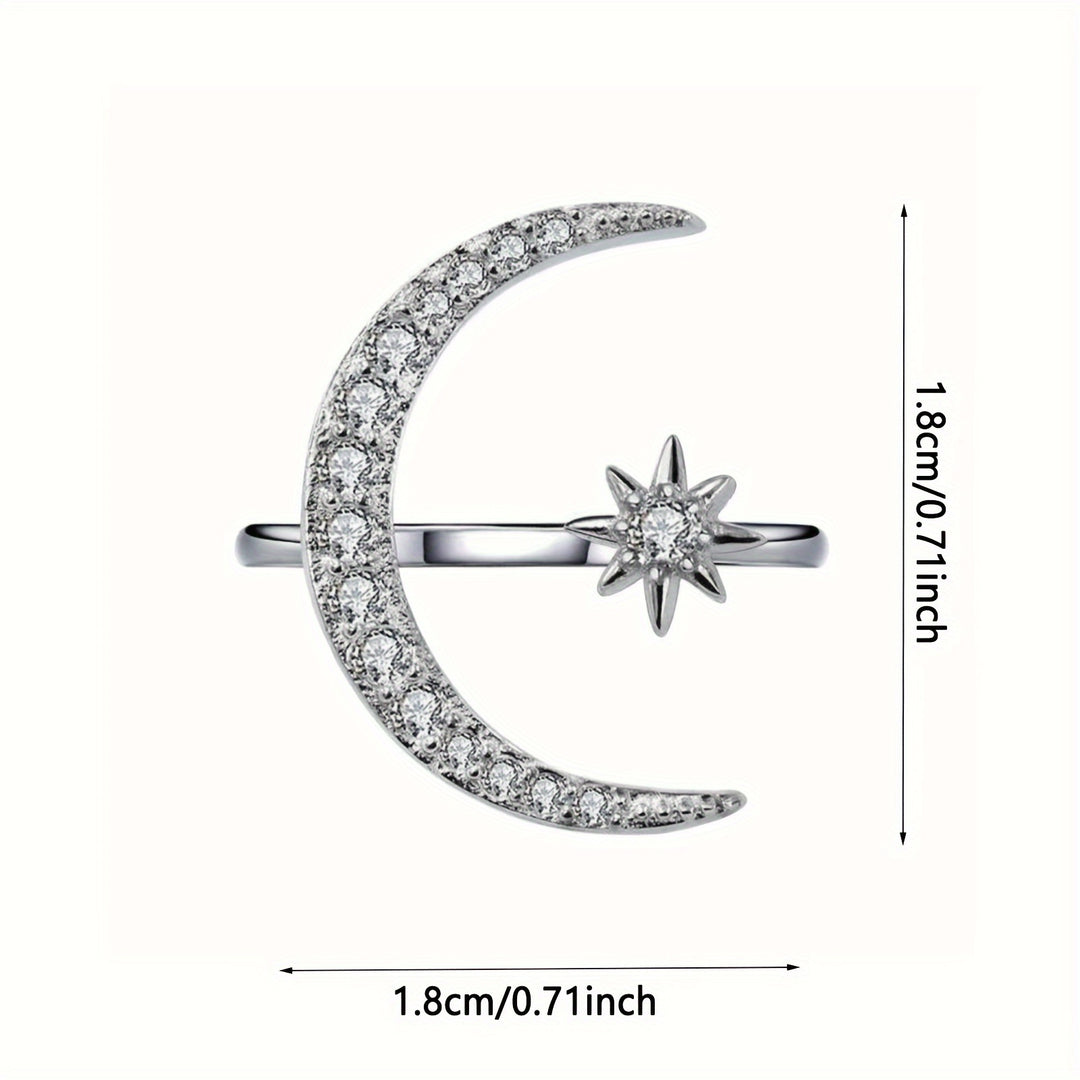Adjustable Star & Crescent Moon Ring