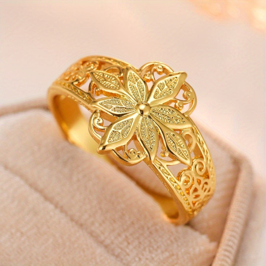 Elegant Gold-Plated Floral Ring