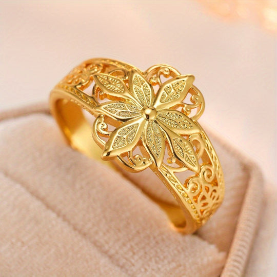 Elegant Gold-Plated Floral Ring