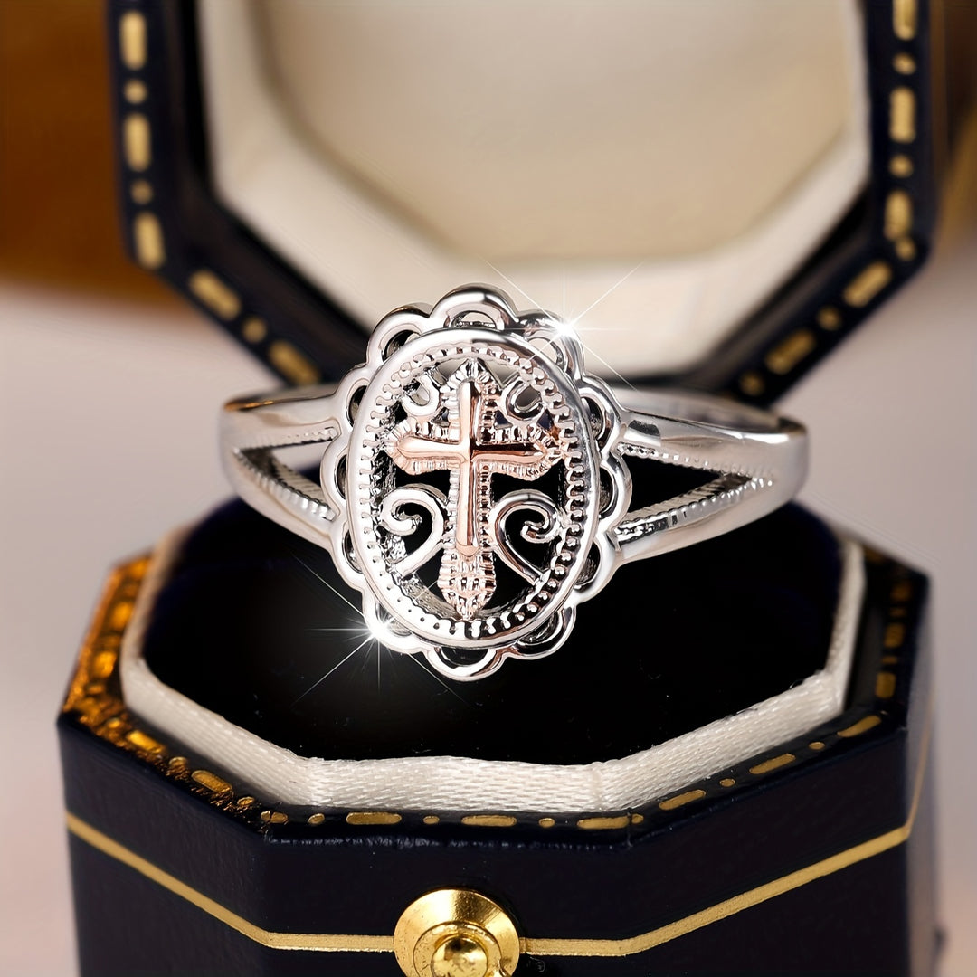 Stylish Hollowed-out Cross Ring