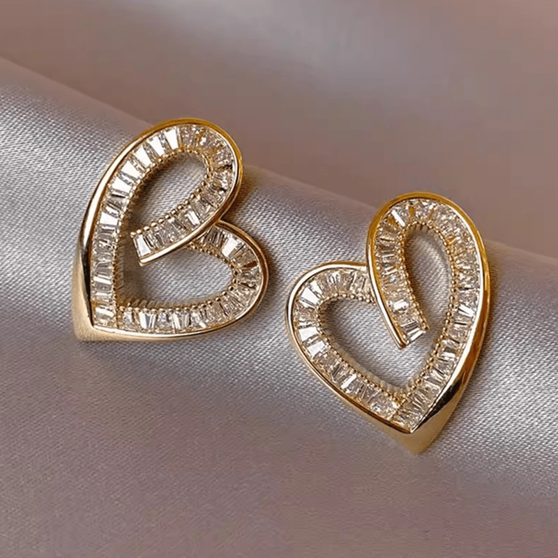 Cute Sparkling Heart Zirconia Earrings