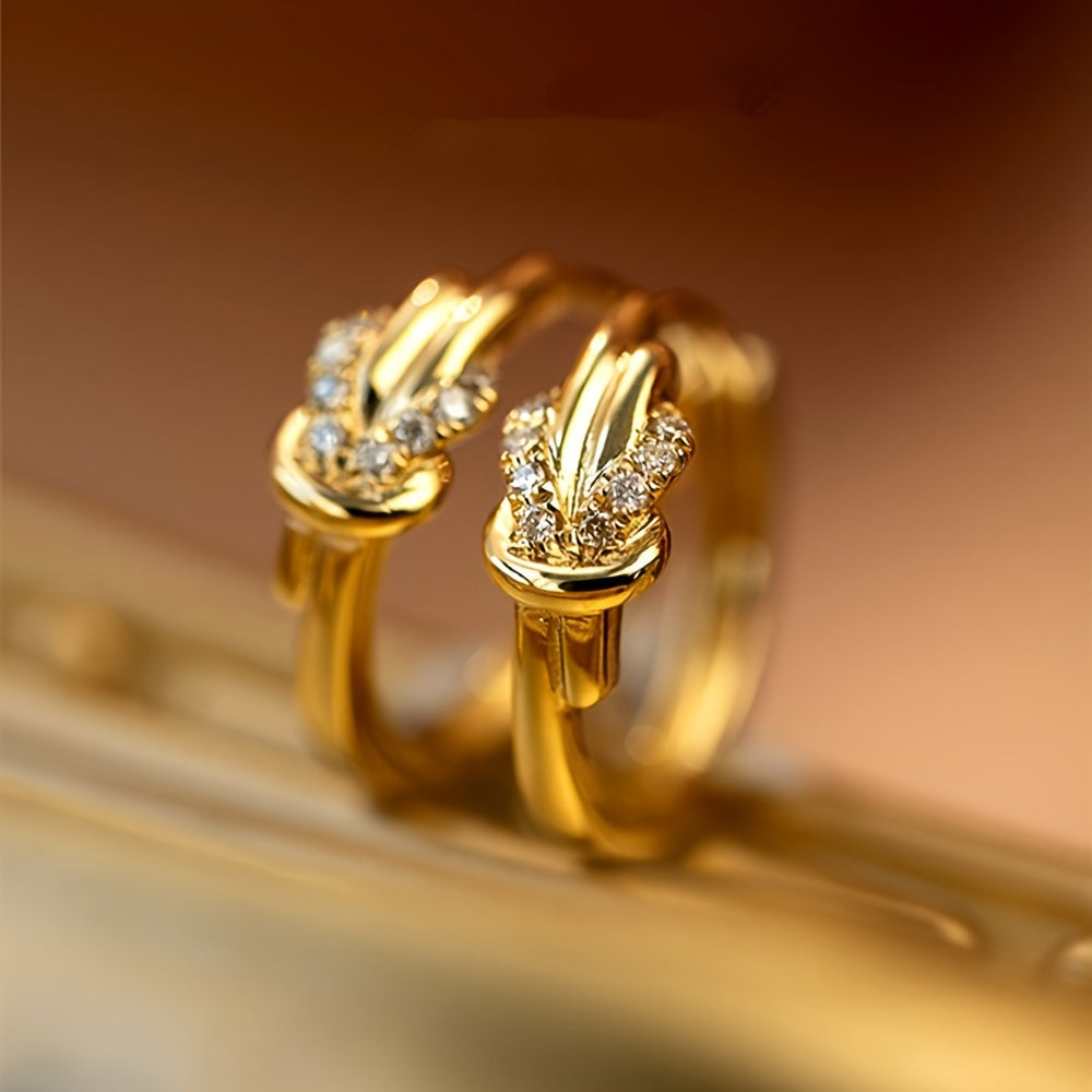 Elegant Twisted Knot Zirconia Hoop Earrings