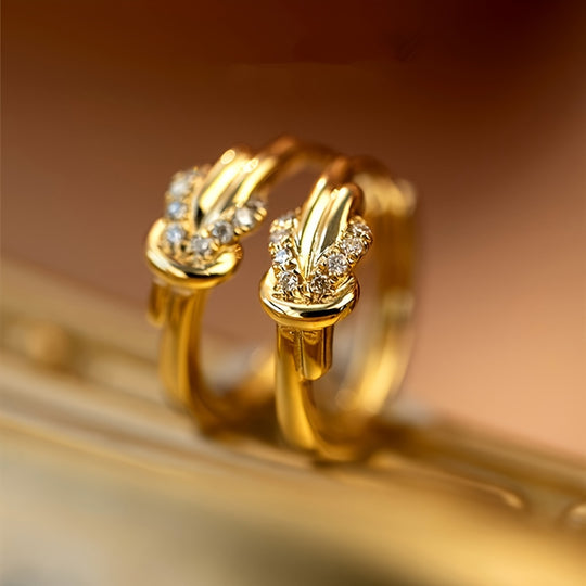 Elegant Twisted Knot Zirconia Hoop Earrings