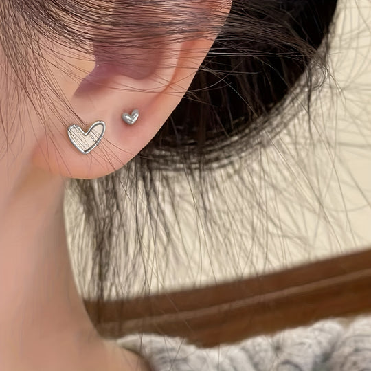 3 Pairs Simple Heart Earrings