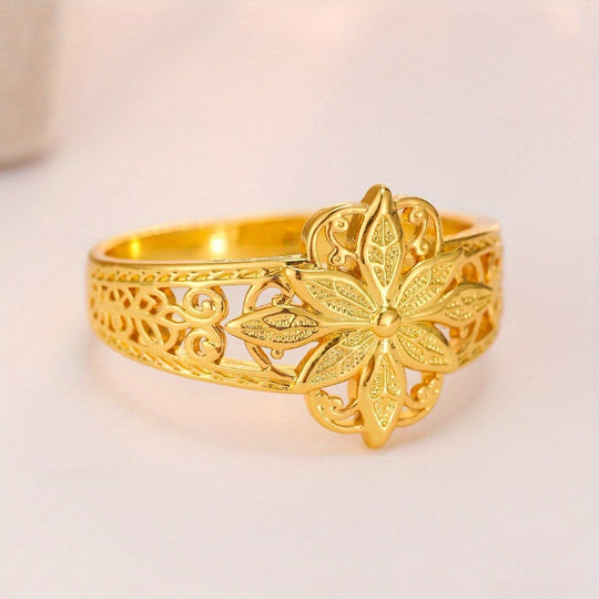Elegant Gold-Plated Floral Ring