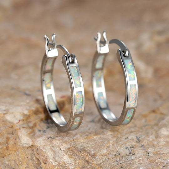 Timeless  Boho Opal Hoop Earrings