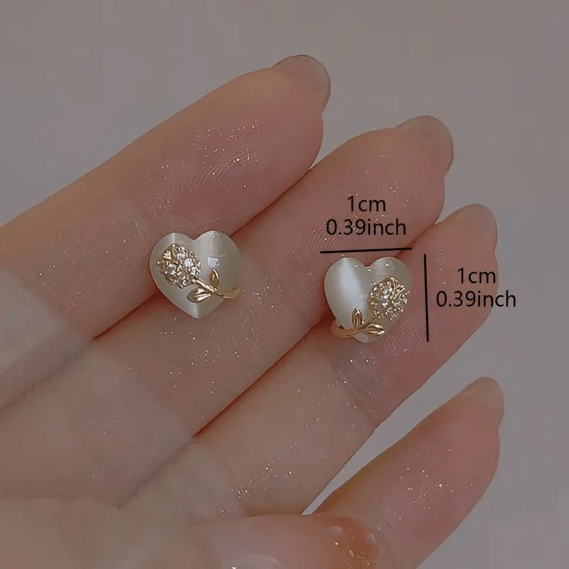 Minimalist Heart Shape Rose Earrings