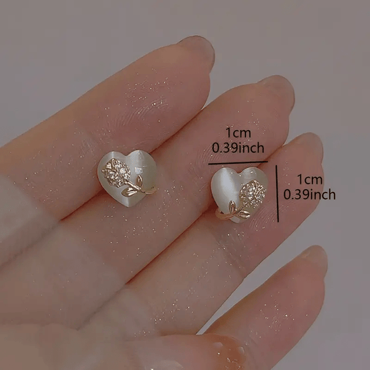 Minimalist Heart Shape Rose Earrings