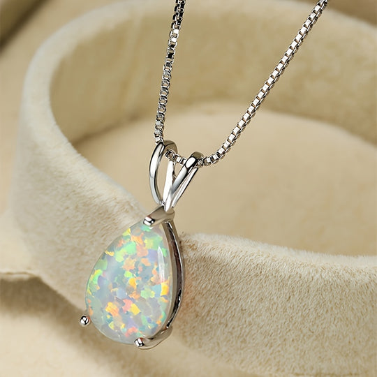 Elegant Boho Chic Opal Pendant Necklace