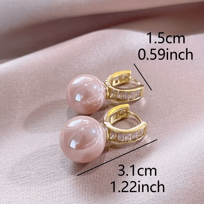 Pink Pearl Zirconia Earrings