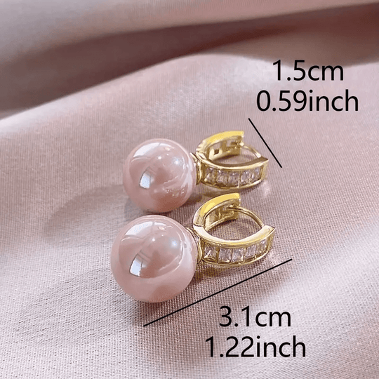 Pink Pearl Zirconia Earrings