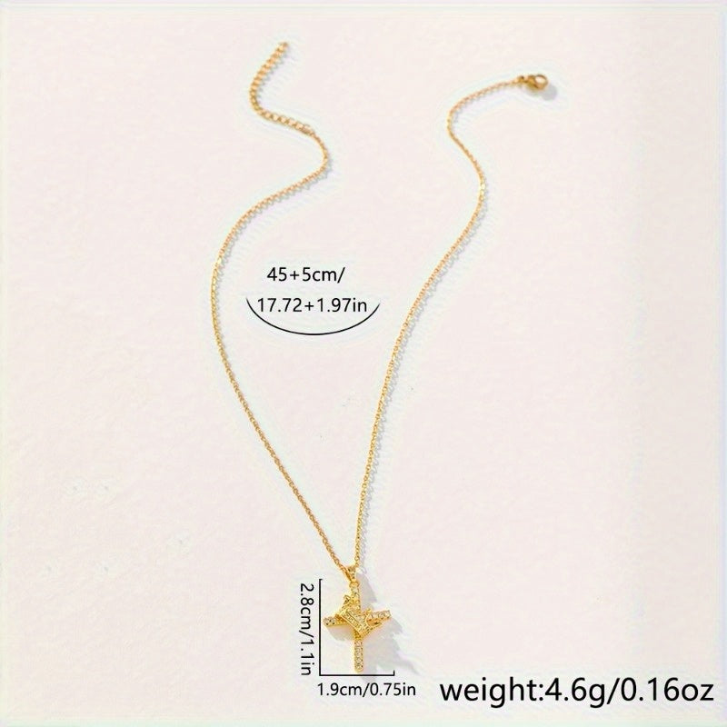 Classic Crown Cross Pendant Necklace