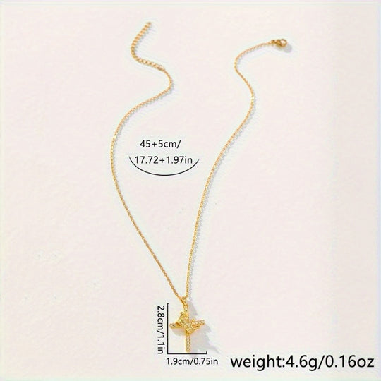 Classic Crown Cross Pendant Necklace