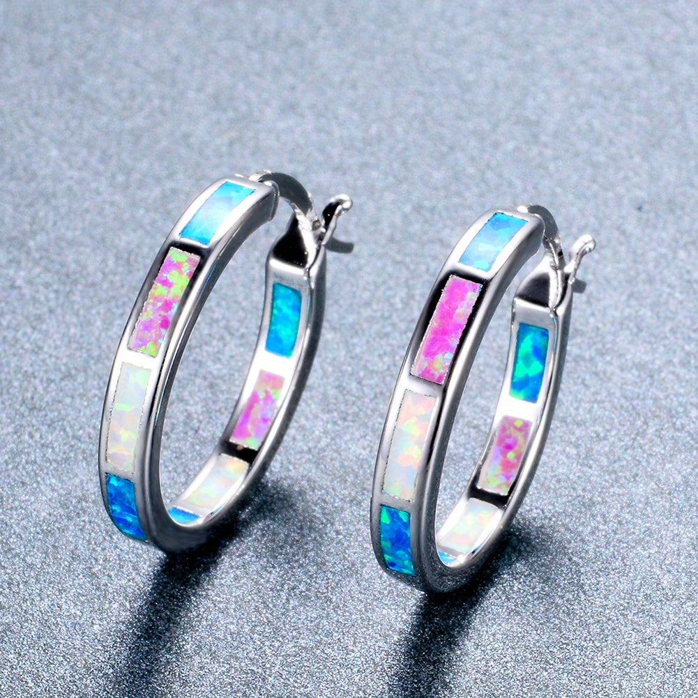Timeless  Boho Opal Hoop Earrings