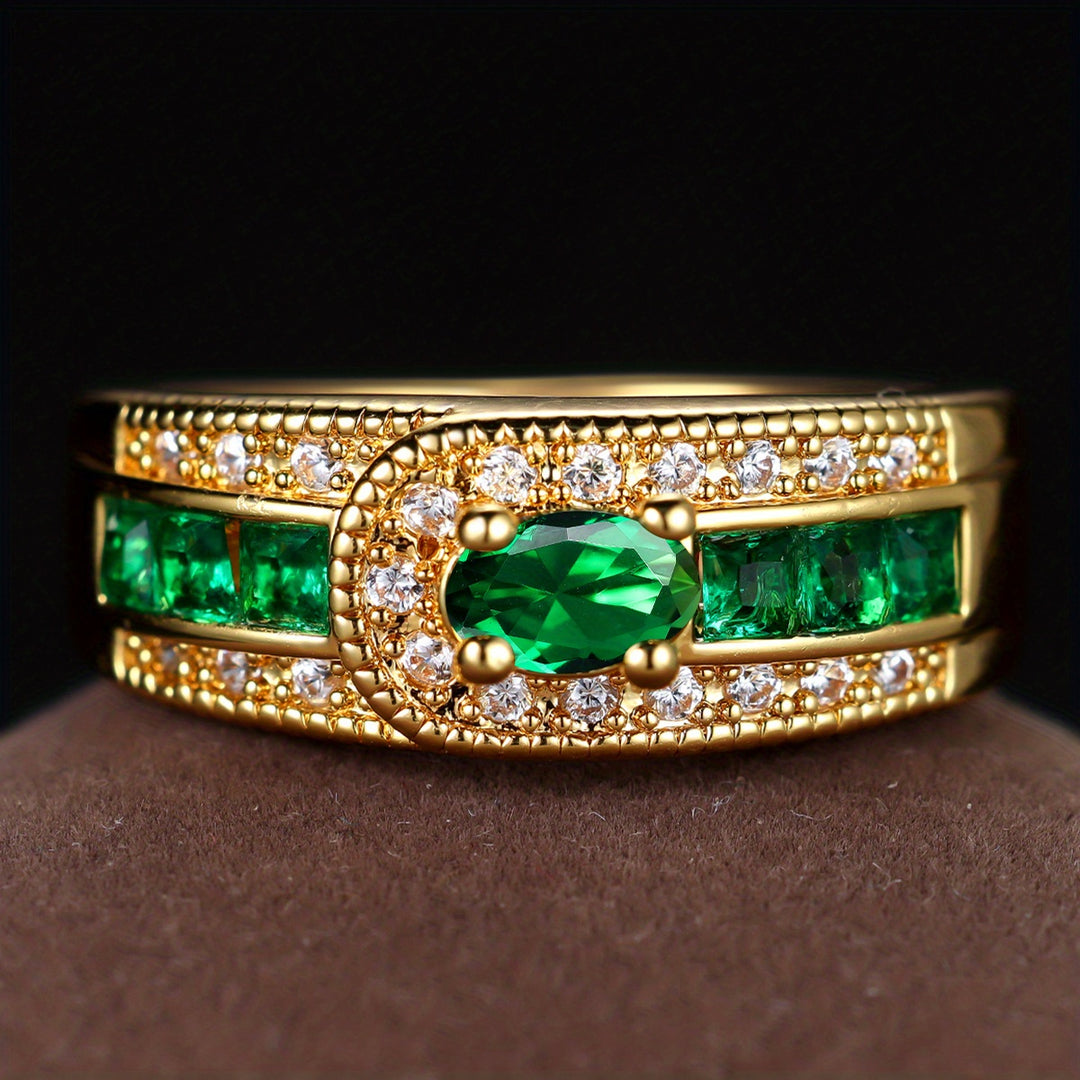 Vibrant Inlaid Zirconia Band Ring