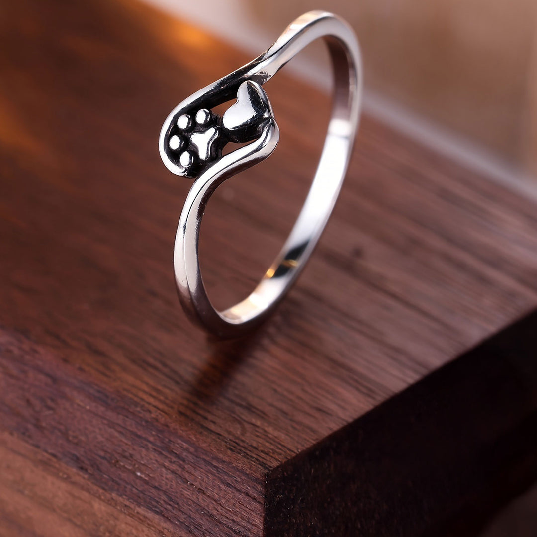 Simple Heart & Paw Ring